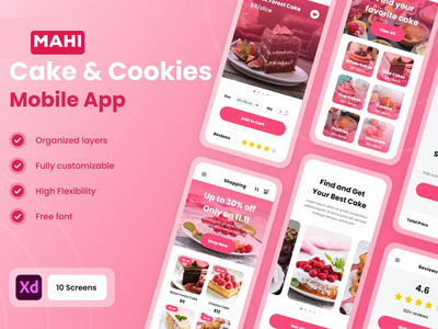 Mahi Cake & Pastry 移动应用程序 UI 套件(Mahi Cake & Pastry Mobile App UI Kit)