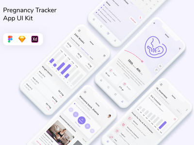 怀孕追踪器应用程序 UI 套件(Pregnancy Tracker App UI Kit)