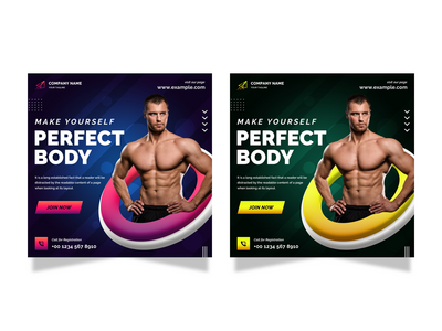 高级健身房健身社交媒体横幅模板(Premium Gym Fitness Social Media Banner Template)