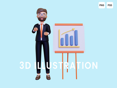 3d 商人给演示文稿(3d Businessman giving presentation)