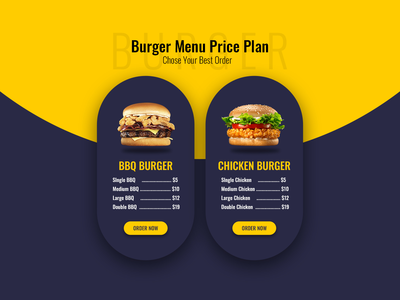 食品菜单价格计划表模板(Food Menu Price Plan Table Template)