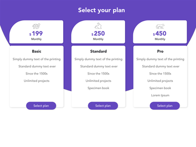 选择套餐页面(Select package page)