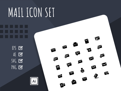 邮件实体图标集(Mail Solid Icon set)