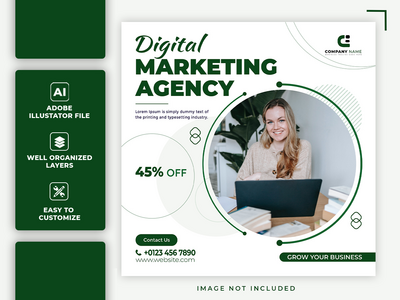 促销数字营销机构社交媒体帖子模板(Promotional digital marketing agency social media post template)