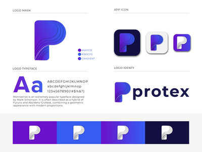 Protex 标志设计 - P 字母标志 - 现代标志(Protex Logo Design - P Letter Logo - Moden logo)
