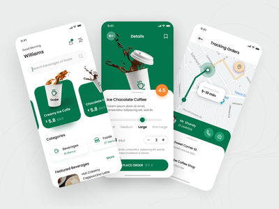 咖啡店 iOS 应用程序设计 UI 模板(Coffee Shop iOS App Design UI Template)
