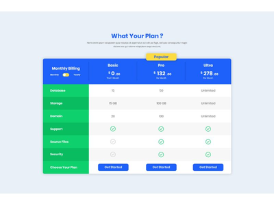 定价表 UI 模板(Pricing Table UI Template)