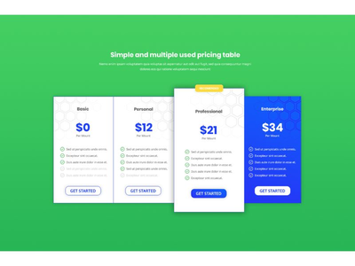 定价表 UI 模板(Pricing Table UI Template)