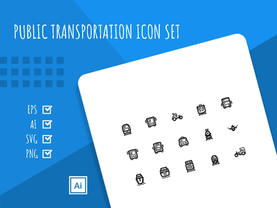 公共交通图标集(Public Transportation Icon Set)