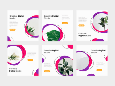 紫色创意工作室最小方形横幅社交媒体帖子模板(purple creative studio minimal square banner social media post template)