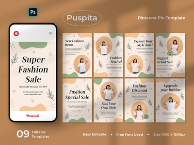 Puspita - 时尚 Pinterest Pin 模板(Puspita - Fashion Pinterest Pin Template)