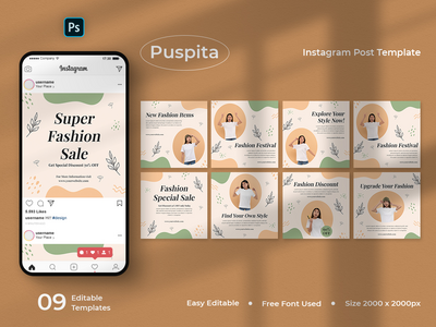 Puspita - 时尚社交媒体帖子模板(Puspita - Fashion Social Media Post Template)