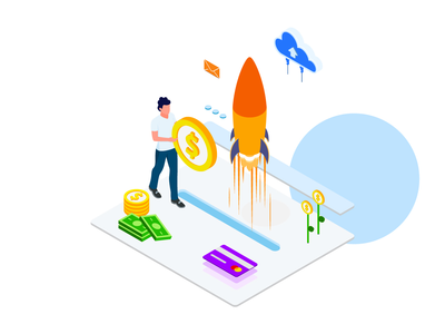 财务等轴测图的快速汇款(Quick money transfer of Finance Isometric Illustration)