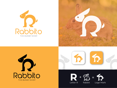 兔子的 R 字母徽标标记(R Letter Logo Mark For Rabbito)