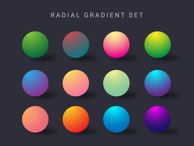 用于 ui 套件和网页设计的径向渐变色板(Radial gradients swatches for ui kit and web design)