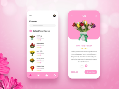 网上花店 iOS 移动应用屏幕模板(Online Flower Shop iOS Mobile App Screens Template)