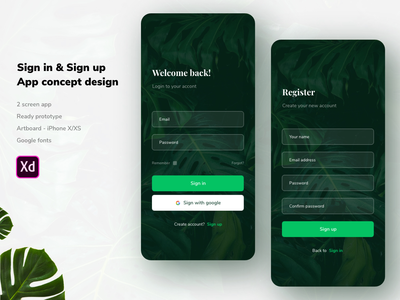 登录 - 注册屏幕应用程序设计概念 v3(Login - Signup screen app design concept v3)