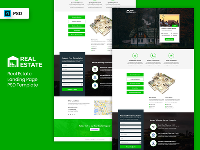 房地产登陆页面 PSD Template-03(Real Estate Landing Page PSD Template-03)
