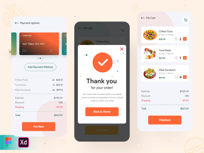 食品应用程序设计（支付屏幕）(Food app design (payment screens))