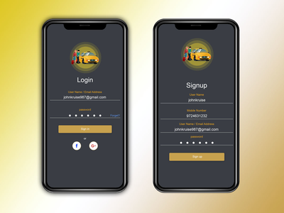 出租车预订应用程序登录和注册页面(Taxi Booking App Login & Sign Up pages)
