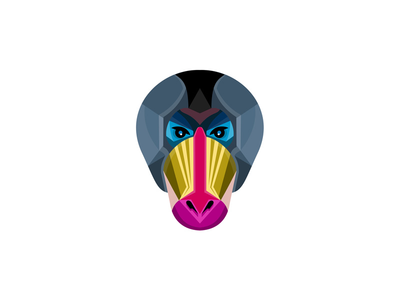 雄性山魈头平面图标(Male Mandrill Head Flat Icon)