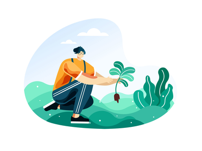 人刨植物(Man Planing Plants)