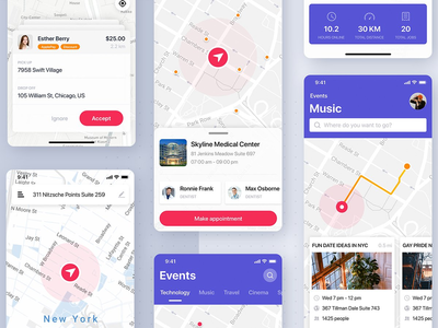 地图跟踪移动 UI 概念(Map Tracking mobile UI concept)