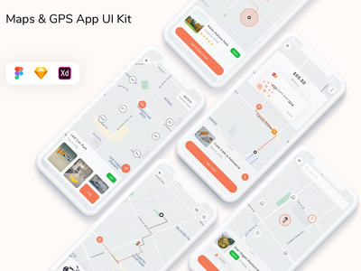 地图和 GPS 应用程序 UI 套件(Maps & GPS App UI Kit)