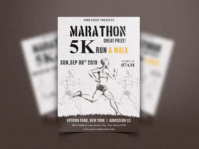马拉松赛事传单模板-07(Marathon Event Flyer Template-07)