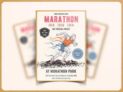 马拉松赛事传单模板-15(Marathon Event Flyer Template-15)