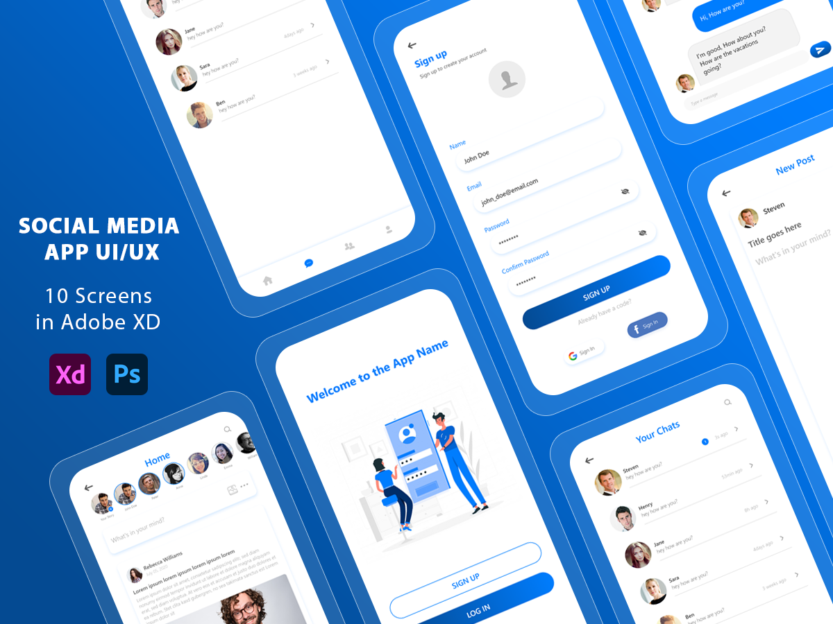 社交媒体应用程序 UI/UX(Social Media App UI/UX)