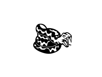 侵略性盘绕蛇蝰蛇或蟒蛇吉祥物复古黑白(Aggressive Coiled Snake Viper or  Python Mascot Retro Black and White)