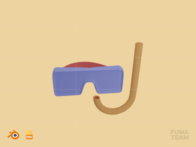 浮潜 - 3D 旅游度假插画包（正面）(Snorkeling - 3D Travel & Holiday Illustration Pack (front))