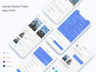 社交电影票应用程序 UI 套件(Social Cinema Ticket App UI Kit)