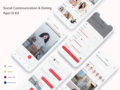 社交通讯和约会应用程序 UI 套件(Social Communication & Dating App UI Kit)