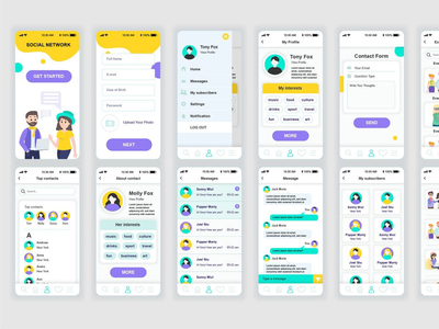社交网络移动应用 UX 和 UI 套件(Social Network Mobile App UX and UI Kit)