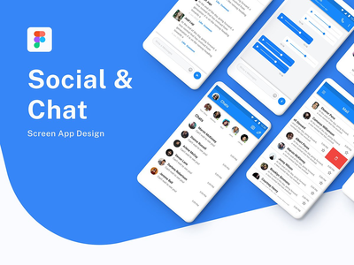社交和聊天移动应用屏幕模板(Social & Chat Mobile App Screen Template)