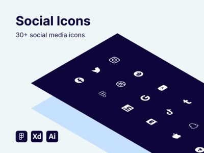 社交媒体图标 |可编辑的 Figma、Adobe XD 和 Adob(Social Media Icons | Editable Figma, Adobe XD and Adobe Illustrator svg icons)