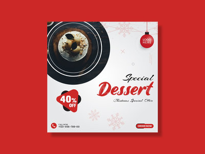 圣诞食品模板。用于食品促销的社交媒体横幅，(Christmas Food Template. Social Media Banner for Food Promotion,)