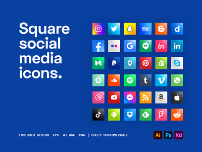 2020 方形社交媒体图标(2020 Square Social Media Icons)