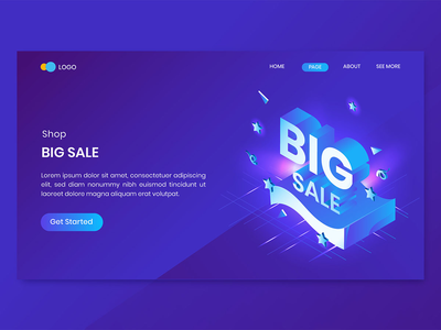 商店大甩卖等距概念登陆页面(Shop Big Sale Isometric Concept Landing Page)
