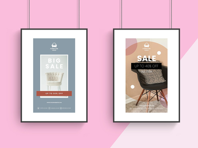 社交媒体家具海报样机(Social Media Furniture Poster Mockup)