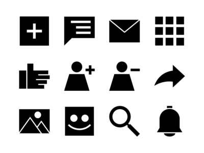 社交媒体 UI 图标集字形 01(Social Media UI Icon Set Glyph 01)