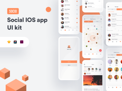 Socio 社交 IOS 应用程序 ui 套件(Socio social IOS app ui kit)