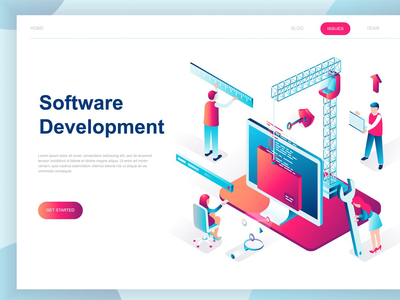 软件开发等距登陆页面(Software Development Isometric Landing Page)