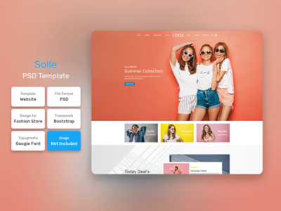Solle 时装店主页 PSD 网页模板(Solle Fashion Store Homepage PSD Web Template)