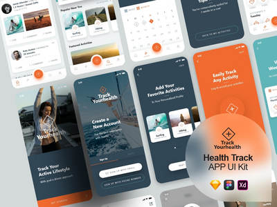 健康活动跟踪应用程序 - UI 套件(Health Activities Tracking App - UI kit)