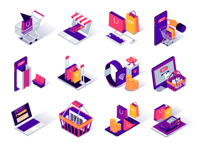 购物 3D 图标集(Shopping 3D icons set)