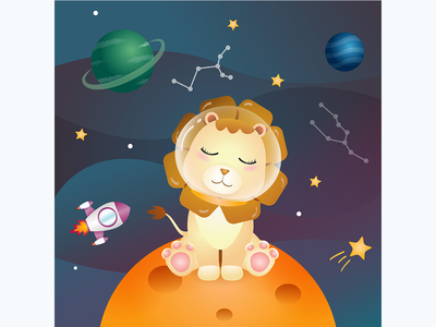 太空星系中的可爱狮子(a Cute lion in the space galaxy)