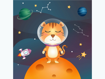 太空星系中的可爱老虎(Cute tiger in the space galaxy)